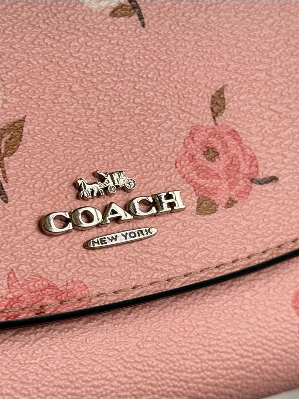 Coach Pink Floral Continental Wallet with Silver Logo - Picture 4 of 12